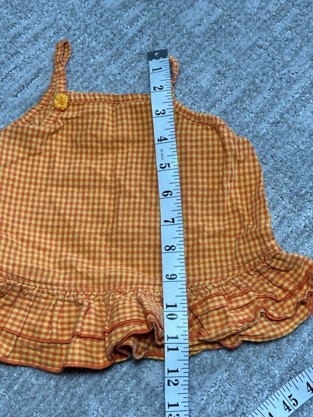 Vintage Orange Gingham Ruffle Tank | Miniwear | 18months | 100% cotton - Picture 7 of 7